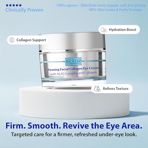 Dr. Denese SkinScience Firming Facial Collagen Eye Cream 1oz ? Hydrating Under Eye Treatment with Hyaluronic Acid, Peptides & Ceramides for Puffiness, Dark Circles, Fine Lines ? Cruelty-Free Skin Care