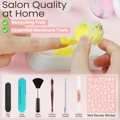 Lavender Violets Dip Powder Nail Kit 48 Colors Pink Red Purple Brown with Dip Powder Liquid Set and Essential Manicure Tools for Home Salon Manicure Nail Art Design G905
