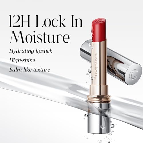 CARSLAN Flood Kissed Lipstick, Hydrating Lip Color Makeup, Natural Lip Gloss Finish with Hyaluronic Acid Formula, Shiny, Smooth, W03