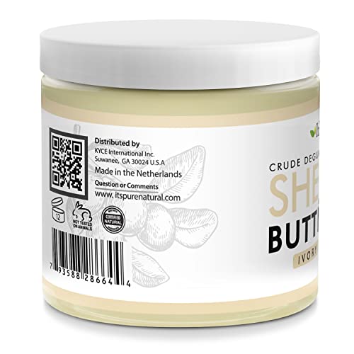 It's Pure Natural - World's First Crude Degummed African Ivory Shea Butter (16 oz) ? 100% Pure & Natural Body Butter for Dry, Cracked Skin, Eczema, Stretch Marks & Anti-Aging