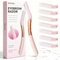 Eyebrow Razor and Face Razor for Women, Reusable Metal Handle with 7 Refill Blades, Dermaplane Razor with Protective Silicone Cap, Eyebrow Hair Trimmer