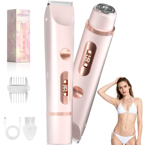 Bikini Trimmer for Women ? Gentle Electric Razor for Sensitive Areas, Waterproof USB-C Rechargeable Shaver for Body & Face, Stocking Stuffers Holiday Gift (Petal Pink with LED)