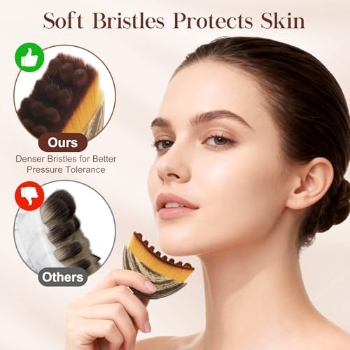 Lymphatic Contour Face Brush - Lymphatic Drainage Massager for Reducing Double Chin & Jawline Sculpting, Ultra-Soft Bristles for Lymphatic Drainage, Ergonomic Portable Design with Travel Case(2pcs)