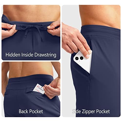 Pudolla Men's Golf Pants Stretch Sweatpants with Zipper Pockets Slim Fit Work Casual Joggers Pants for Men