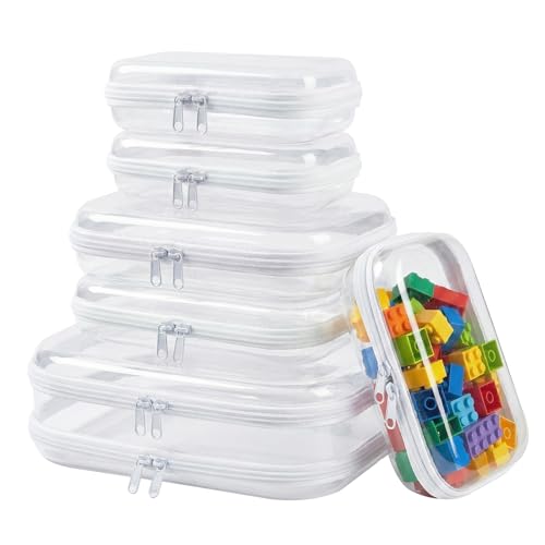 Dimore Ultimate Organizer Kit - 9 Pack Clear Hard Shell Zipper Case (3 Large + 3 Medium + 3 Small) Multi-Size Set, Complete Storage Solution for Makeup, Crafts, Toys, Electronics