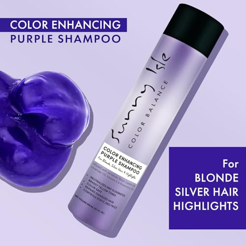 Sunny Isle Color Enhancing Purple Shampoo - Neutralizes Brassy Tones, Unscented - 10.1 Fl Oz