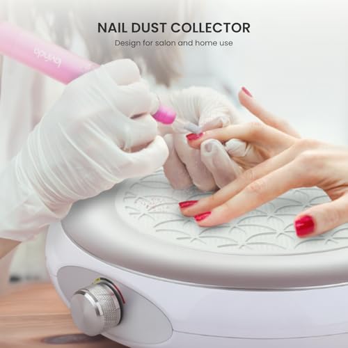 Lavinda Nail Dust Collector Quiet Plug-in Nail Tech Powerful Dust Vacuum Suction Fan with Reusable Filter, Electric Acrylic Nail Dust Cleaner for Nail Polishing, Low Noise, Salon Home