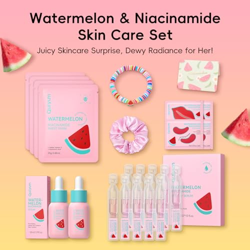 Pink Watermelon & Niacinamide Gift Set for Glow Skin -Hydrating, Firming, and Radiance-Boosting Skincare Set for Women & Girls | With Watermelon Extract B5, CICA, Hyaluronic Acid &Collagen