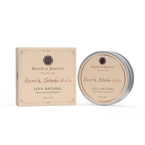 Beards & Bourbon's Beard Balm, Mustache Balm - Infused Mango Butter, Sweet Orange Oil, Grapeseed & Jojoba Oil for Ultimate Conditioning, for the Perfectly Groomed Beard 2oz
