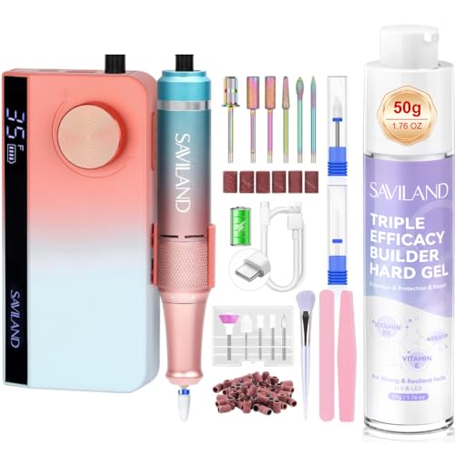 SAVILAND Electric Nail Drill Professional with Clear Builder Nail Gel for Beginners