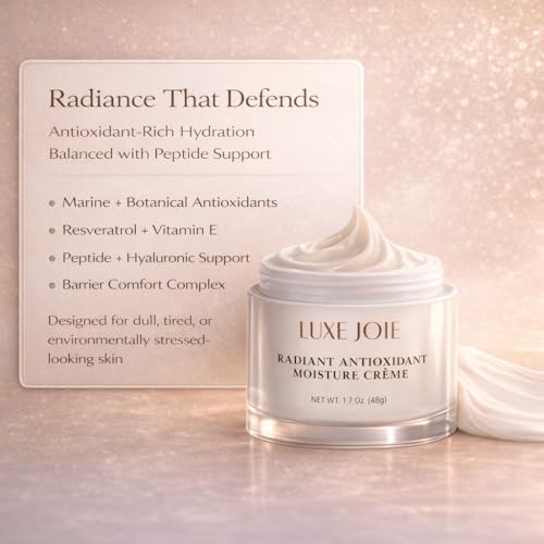 Radiant Antioxidant Moisture Creme 1.7 oz Squalane Face Cream for Women Aging Skin For Dry, Sensitive, Facial Moisturizer Wrinkles Dark Spots Sun Damage