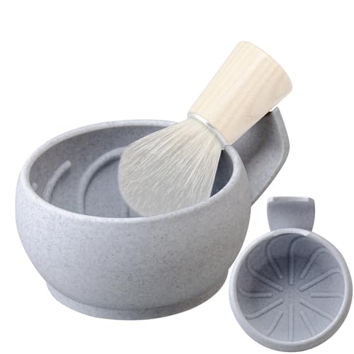 Grandslam Shaving Bowl with Ridges, Shaving Mug with Brush Stand, Shaving Soap Bowl for Shaving Cream and Soap, Durable & Holds Heat Longer, Rich & Thick Lather, Great for Traveling and Use at Home