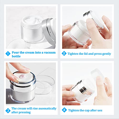 Airless Pump Bottles, Airless Cosmetic Container with Cosmetic Spatula -Refillable Container for Creams, Gels & Lotions,Travel Containers for Toiletries