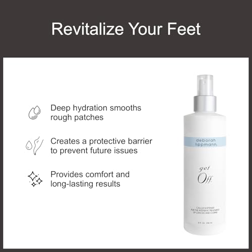 Deborah Lippmann Pro Size Foot Exfoliator Spray | Callus Softener for Dry Cracked Feet & Heels, Moisturizing Protective Barrier for Smooth Skin | 8 Fl. Oz.