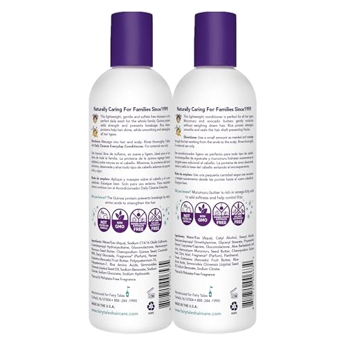 Fairy Tales Rosemary Repel Shampoo 12oz, Conditioner 8oz, Conditioning Spray 8oz, plus Daily Cleanse Shampoo 12oz, and Daily Cleanse Conditioner 12oz | Everyday Kids Shampoo and Conditioner Bundle
