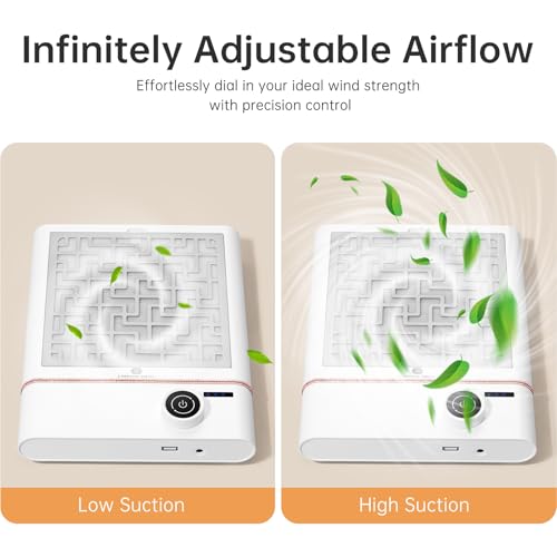 Nail Dust Collector, Bling Diamond Cordless Rechargeable 5000RPM Vacuum Nail Tech Fan Extractor, 12000mAh Professional Nail Duster Suction, Low Noise, Salon&Home
