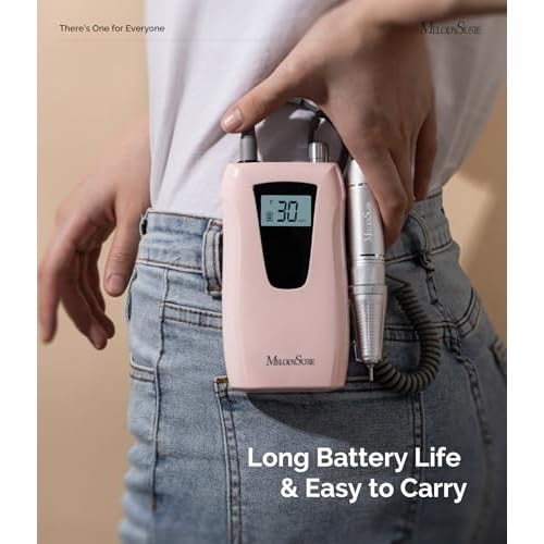 MelodySusie Entry-Level Clip-On Rechargeable Nail Drill, SC320D 30000RPM Essential E-File with LCD Display for Manicure Shaping & Gel Removal, Perfect for Training, Nail Art Practice & Home Use