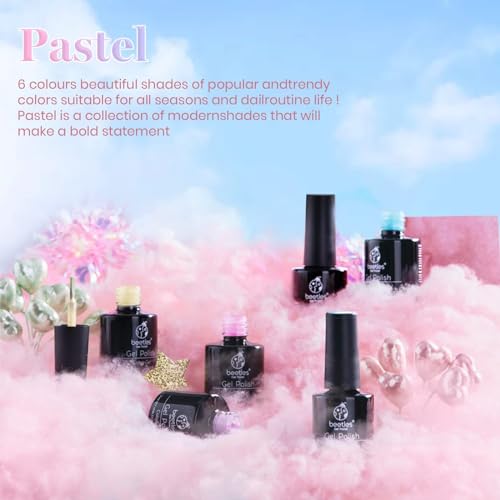 Beetles Pastel Gel Polish Set - 6 Colors Pink Yellow Blue Green Purple Soak Off Nail UV Lamp Gel Nail Kits Decorations Nail Art Gifts Easter