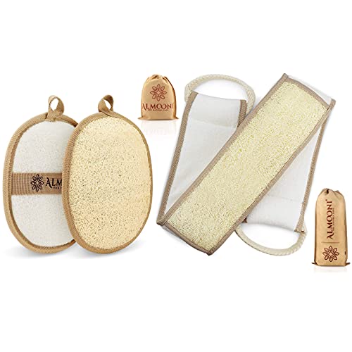 Premium Exfoliating Loofah Pad Body Scrubber and Back Scrubber, Made with Natural Egyptian Shower Sponge That Gets Your Body Clean