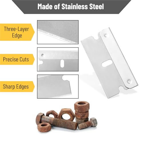 Bates Single Edge Razor Blades, 100 Pack, Stainless Steel Straight Edge Razor Blades