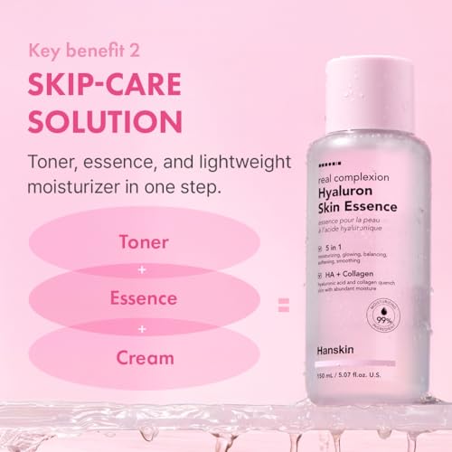 Hanskin Pink Hydration Duo ? Hyaluron Skin Essence & Moisture Cream | Deep Moisture & Soothing Care for Dry, Sensitive Skin | Lightweight Glow Set for Radiant, Dewy Glass Skin | K-Beauty