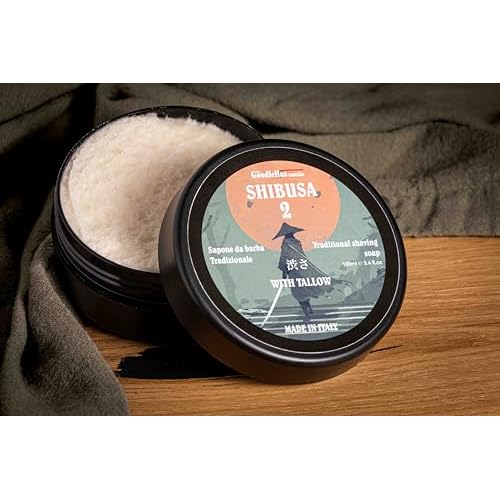 The Goodfellas' Smile,SHIBUSA 2 (Almond, Peach & Ylang Ylang), Luxury Itallian TALLOW Shaving Soap, Formulated for Use with A Shaving Brush, Made in Italy
