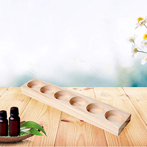 Meao 4 Pcs 1-Tier Wooden Essential Oil Display Storage Organizer Holder Stand - 6 Slots Natural Hard Pine Wood Rack - Holds up to 6 Aromatherapy Bottles - Ideal Gift Presentation Shelf #3