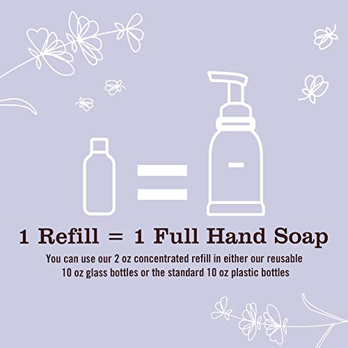MRS. MEYER'S CLEAN DAY Foaming Hand Soap Concentrated Refills, 4 Concentrated Refills (2 Fl. Oz each), Lavender Scent, Makes 40 Fl. Oz. of Foaming Soap Total