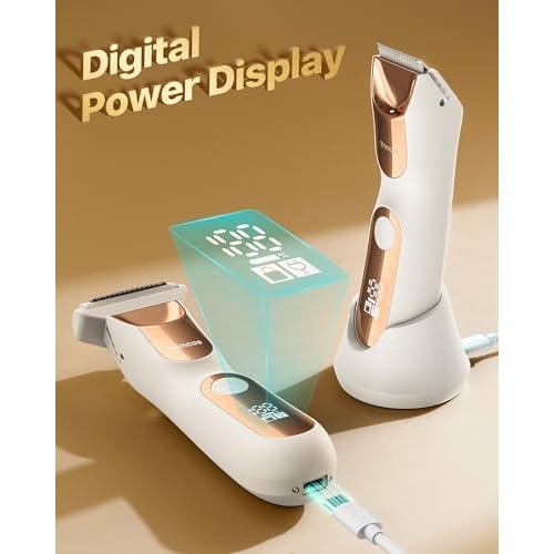 Women¡¯s 2-in-1 Body Grooming Kit, Electric Bikini Trimmer & Shaver for Women, Wet/Dry Use, LED Light, Anti-Slip Grip, USB Rechargeable Cordless Hair Removal for Face, Legs, Underarms & Intimate Areas