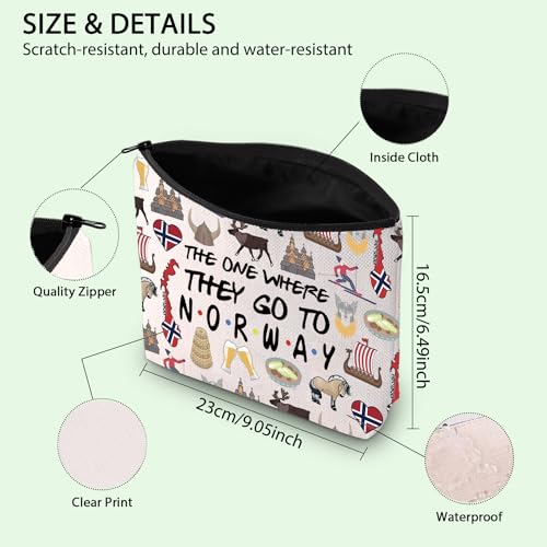 FOTAP Norway Trip Makeup Bag Norway Travel Gift Finland Souvenir Gift Norway Travel Bag Housewarming Gift (TO NORWAY)