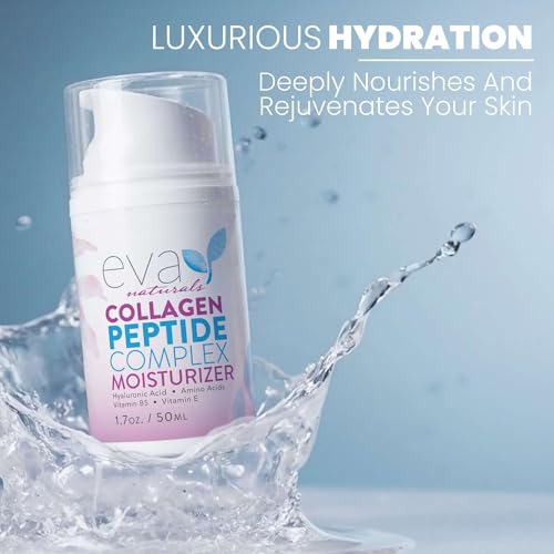 Eva Naturals Collagen Peptide Complex Moisturizer ? Face Cream with Multi-Peptides, Hyaluronic Acid, Amino Acids, Vitamin B5 and E ? Rich Night Lotion for Youthful Glow and Fine Line Care ? 1.7 Fl Oz