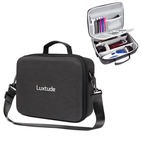 Luxtude Large Barber Case, Hard Barber Bags for Clippers and Supplies, Travel Hair Clipper Case, Clipper and Trimmer Cases with Shoulder Strap, Easy Carrying