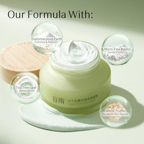 Kaolin Clay Masks for Face | Mud Mask GUYU with Tea Tree | Deep Pore Cleansing Mask for Blackheads | 0% Irritation for Sensitive | Fluffy No Tightness |Purifying, Oil Balancing, Refining (3.5 Oz/100g)
