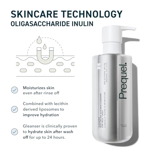 Prequel Gleanser, Moisturizing Glycerin Face Wash, Unscented Cleanser for Sensitive and Dry Skin, 6.75 fl oz Pump Bottle (Pack of 2)