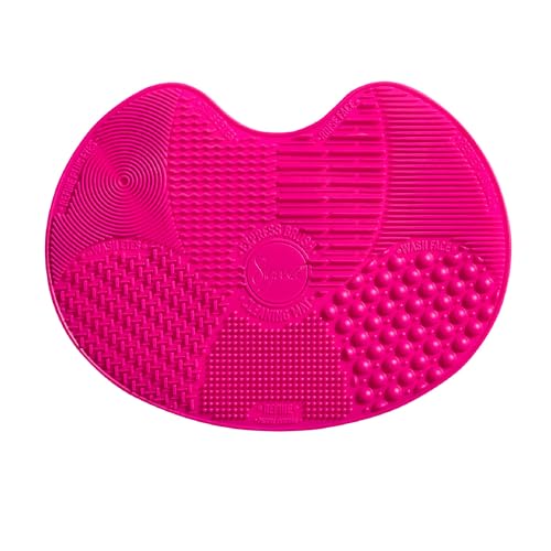 Sigma Beauty Makeup Brush Cleaner Mat ? Sigma Spa Express Silicone Makeup Brush Cleaning Mat with Suction Cups for Cleaning Makeup Brushes, Compact Design Fit for Any Travel Makeup Kit (Pink)