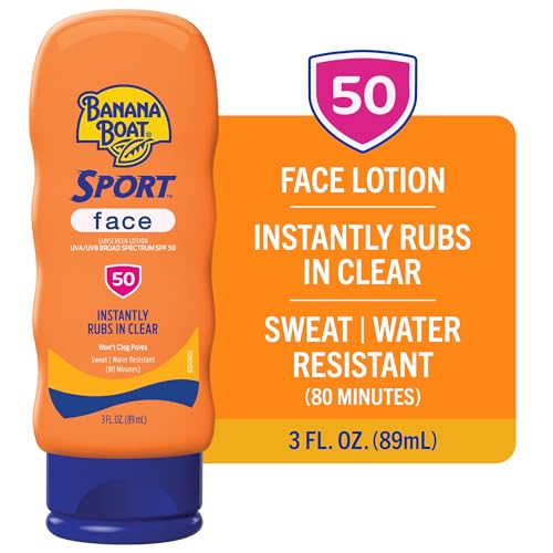 Banana Boat Sport Sunscreen for Face,SPF 50,3Fl Oz,Banana Boat Sunscreen SPF 50,Travel Size,Sunblock,Mini-Sunscreen for Dry Skin Face,3Fl Oz,(Pack of 2)