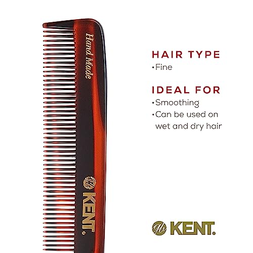 Kent F3T Tortoiseshell Fine Tooth Comb - Hair Parting and Straightening Comb for Men's & Women's Dandruff Remover, Saw Cut and Hand Polished Made in England