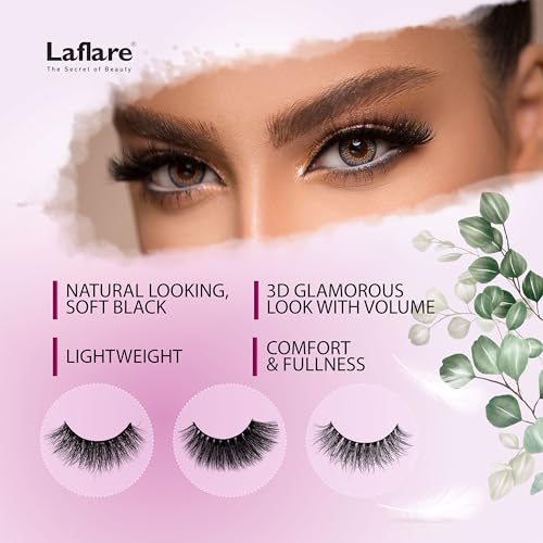 Laflare 100% Real Mink Lashes, 3D NY Mink Eyelashes, Hand-Rowing Natural Long Wispy False Lashes for Luxury Makeup, Natural, Light,Trendy, Reusable (NY68, VALUE PACK)