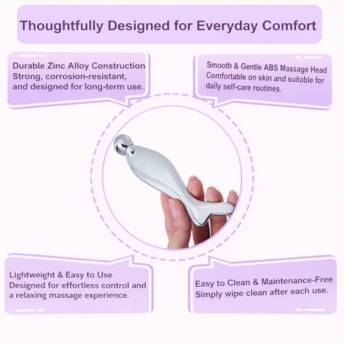 Gua Sha Tool for Face & Eye, Premium Metal Facial Massager, Lymphatic Drainage & Jawline Sculpting, Cooling Metal Face Roller to Reduce Puffiness & Relieve Facial Tension