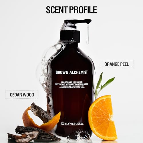Grown Alchemist Invigorate Hand Wash ? Liquid Hand Soap with Aloe, Sweet Orange, Cedarwood & Sage ? Gentle, Moisturizing Kitchen & Bathroom Soap, Natural Plant Based Gel Cleanser, 300mL