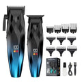 2-in-1 Professional Hair Clippers Set,Cordless Hair Clippers and T-Blade Trimmer Kit for Men,LCD Display,USB Rechargeable,Adjustable Guards,Waterproof,Beard & Body Grooming Kit (Blue)