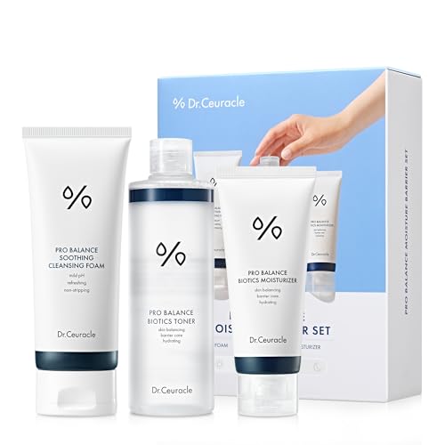 Dr.Ceuracle Pro Balance Moisture Barrier Set - Moisturizing pH Balanced Korean Skincare Gift Set included Cleansing Foam, Toner, Cream