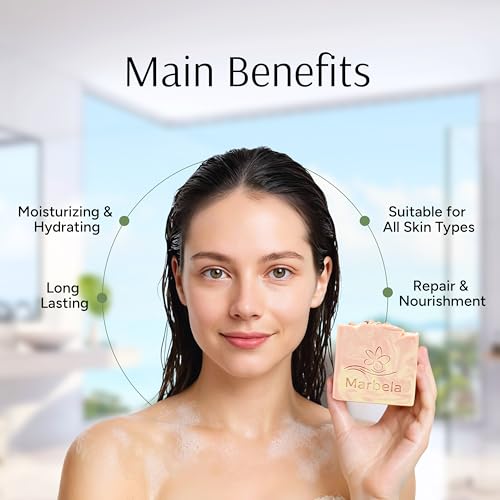 Marbela Cosmetics Handmade Soap Bar - Made in USA, Vegan Friendly, Palm Oil Free, Natural Bar Soap - Face & Body Soap for Daily Skin Care, Moisturizing & Nourishing - 3.5 oz (Himalayan Salts Spring)