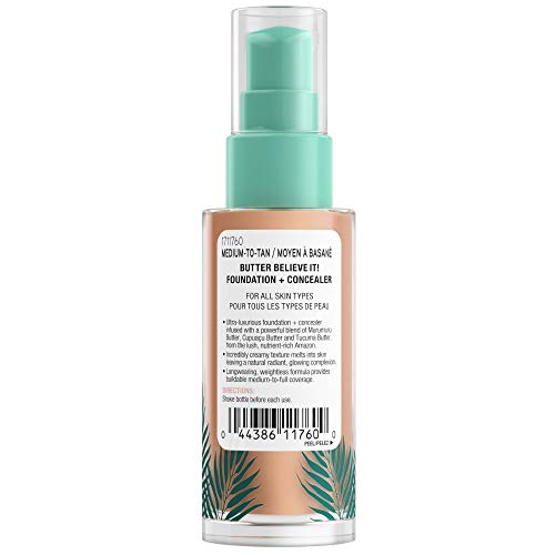 Physicians Formula Butter Believe It! Foundation + Concealer Medium-to-Tan | Dermatologist Tested, Clinicially Tested