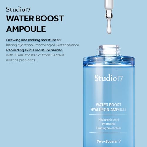 Waterboost Hyaluronic Acid Ampoule 1.69 fl.oz. Cera-Booster V(Originated from Centella Asiatica) and Birch Juice Included. Super Hydrating Korean Serum for Inner Moisturizing