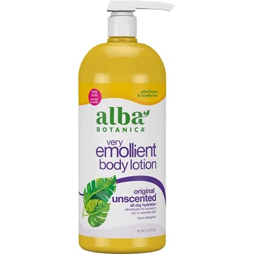 Alba Botanica Very Emollient Body Lotion, Unscented Original and Maximum Dry Skin Formula, 32 Oz Each