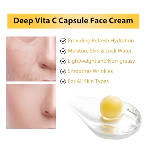 Deep Vitamin C Capsule Face Cream,Moisturizer Capsule Facial Cream,Hydrating Night Face Cream Skincare 4.9 OZ