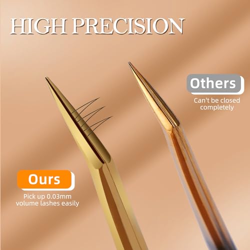 5pcs Eyelash Extension Tweezers, High Precision Lash Tweezers Scissors Set, Straight and Curved Eye Lash Tweezers for Extensions, with Storage Box