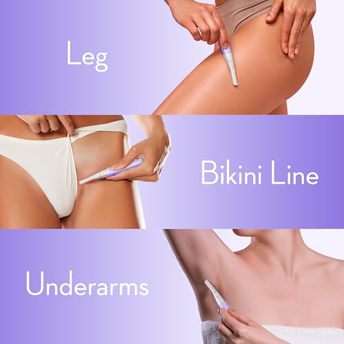 Facial Hair Removal for Women, Painless Eyebrow Trimmer with Pivoting Head, Electric Battery Operated Body Hair Remover with 2 Replaceable Blade for Face Neck Chin Bikini, Purple