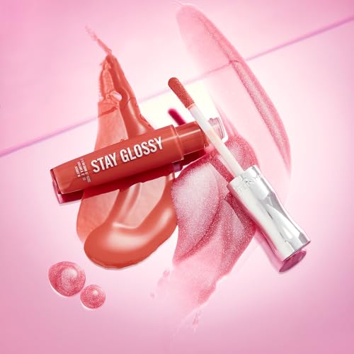Rimmel Stay Glossy Lip Gloss - Non-Sticky and Lightweight Formula for Lip Color and Shine - 140 Flower Power, .18oz (Pack of 2)